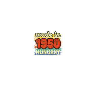 made in hungary felirat, retro évszám, grunge stílus, 1950 minta királykék pólón