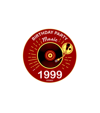 BIRTHDAY PARTY MUSIC, BAKELIT LEMEZJÁTSZÓ 1999 STEREO minta fehér pólón
