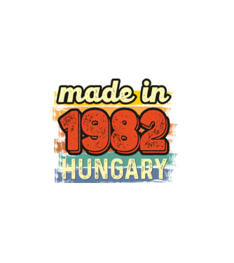 made in hungary felirat, retro évszám, grunge stílus, 1982 minta fekete pólón