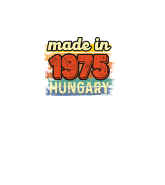 made in hungary felirat, retro évszám, grunge stílus, 1975 minta fekete pólón