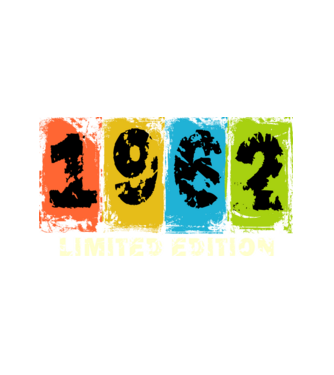 grunge évszám, limited edition felirattal, születésnapi dátum, 1962 minta fehér pólón