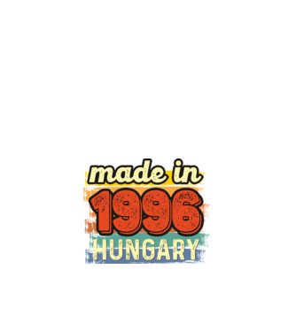 made in hungary felirat, retro évszám, grunge stílus, 1996 minta fehér pólón