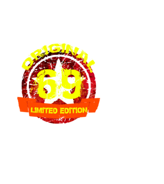original limited edition 69 éves, születésnap minta fekete pólón