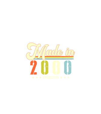made in 2000, 1st class edition, születésnap, 2000-ben készült minta fekete pólón