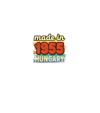 made in hungary felirat, retro évszám, grunge stílus, 1955 minta királykék pólón