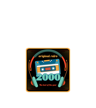 original retro audió kazetta, füles, régi magnókazetta évszámmal. 2000 minta fehér pólón