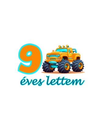 9 éves lettem monster truck minta fehér pólón