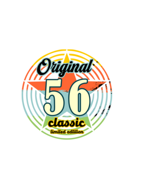 original classic, limited edition, születésnapi embléma, 56 éves minta fekete pólón