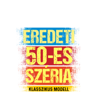 EREDEDI 50-ES SZÉRIA KLASSZKUS MODELL, RETRO SZÜLETÉSNAP minta fehér pólón