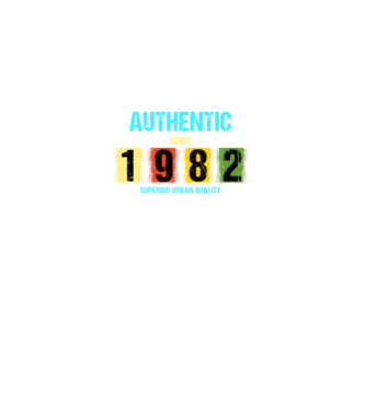 AUTHENTIC SINCE 1982, SUPERIOR URBAN QUALITY, 1982-BeN SZÜLETETT minta fekete pólón