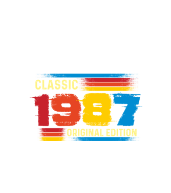 classic, original edition, retro, vintage évszám, születésnapi dátum, 1987 minta fekete pólón