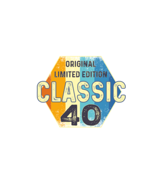 original classic limited edition embléma 40 éves születésnapra minta fekete pólón