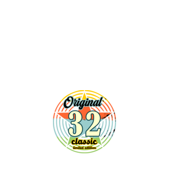 original classic, limited edition, születésnapi embléma, 32 éves minta fehér pólón