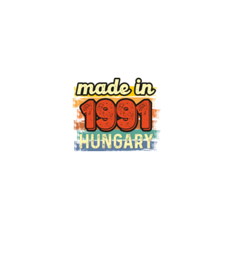 made in hungary felirat, retro évszám, grunge stílus, 1991 minta fekete pólón