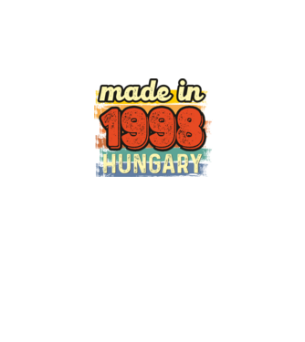 made in hungary felirat, retro évszám, grunge stílus, 1998 minta fekete pólón