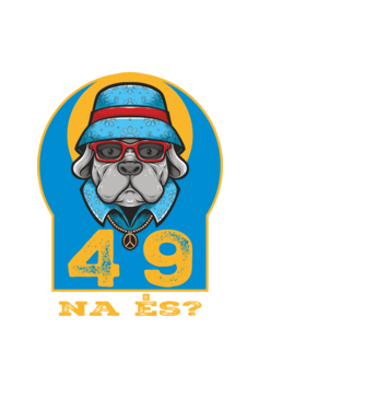 na és 49 éves születésnap, cool kutya sapkában minta fekete pólón