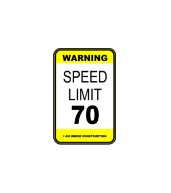 warning speed limit 70 , under construction minta fehér pólón