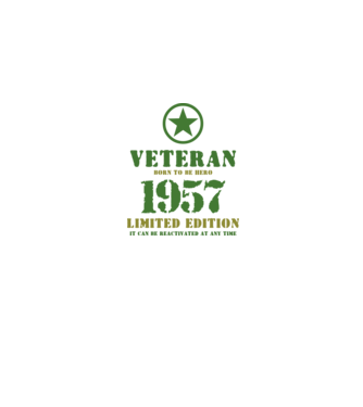 VETERAN, BORN TO BE HERO, SZÜLETÉSNAPI ÉVSZÁM FELIRATTAL 1957 minta szürke pólón