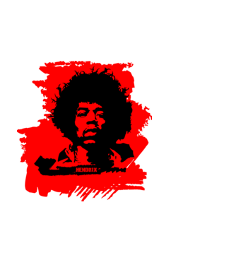 jimmy hendrix,rock&roll klasszikus, rocker, hippie, zenész,amerika,piros minta fekete pólón