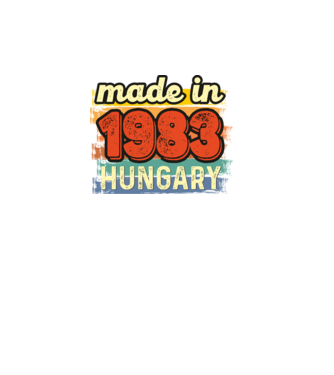 made in hungary felirat, retro évszám, grunge stílus, 1983 minta fekete pólón