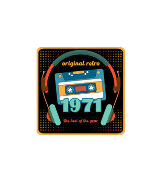 original retro audió kazetta, füles, régi magnókazetta évszámmal. 1971 minta fehér pólón