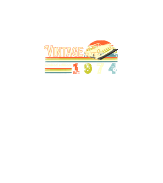 vintage, limited edidtion, retro születésnapi felirat, évszám veterán autóval, 1974 minta fekete pólón