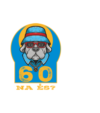 na és 60 éves születésnap, cool kutya sapkában minta fehér pólón