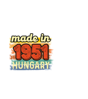 made in hungary felirat, retro évszám, grunge stílus, 1951 minta fekete pólón