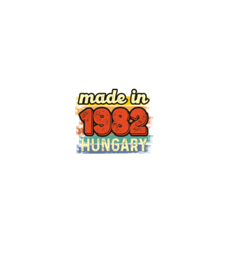 made in hungary felirat, retro évszám, grunge stílus, 1982 minta farmerkék pólón