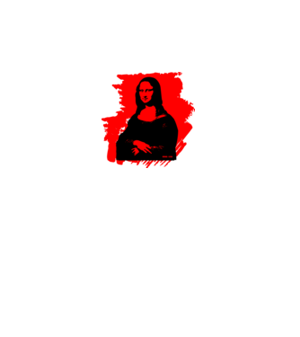 mona lisa, grunge, graffiti portré piros minta fekete pólón