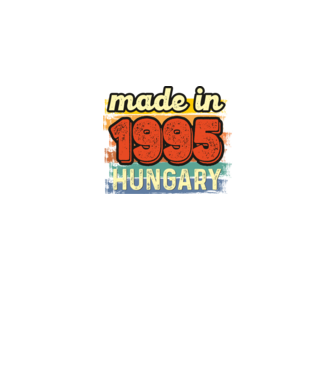 made in hungary felirat, retro évszám, grunge stílus, 1995 minta fekete pólón