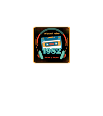 original retro audió kazetta, füles, régi magnókazetta évszámmal. 1982 minta fehér pólón