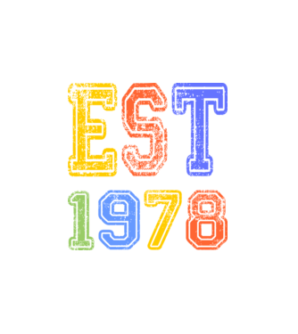 EST 1978 , alapítva 1978-ban, születlésnapi felirat 1978-ban születetteknek, gunge stílus minta fehér pólón