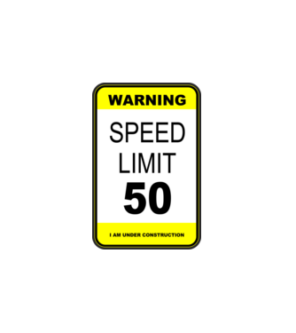 warning speed limit 50 , under construction minta fehér pólón
