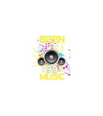 born to be music 1995-ben született, zenés születésnapi póló minta fekete pólón