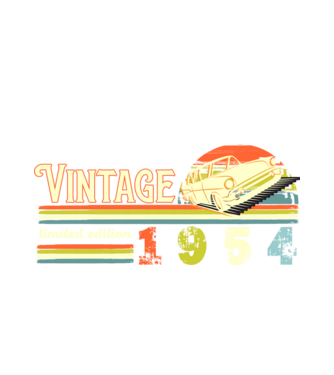 vintage, limited edidtion, retro születésnapi felirat, évszám veterán autóval, 1954 minta fehér pólón