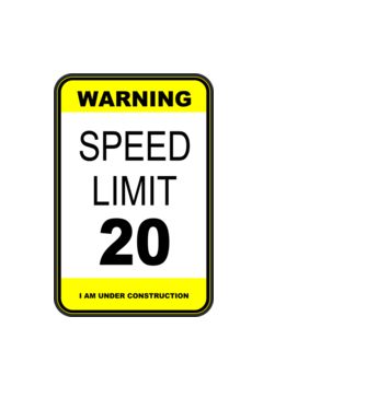warning speed limit 20 , under construction minta fekete pólón