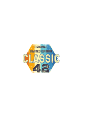 original classic limited edition embléma 42 éves születésnapra minta sötétkék pólón