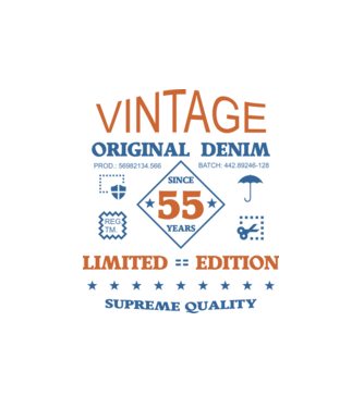 vintage original denim 55 év óta minta fehér pólón