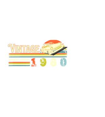 vintage, limited edidtion, retro születésnapi felirat, évszám veterán autóval, 1960 minta fehér pólón