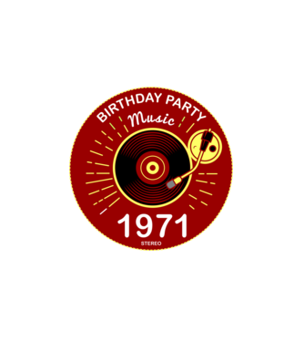BIRTHDAY PARTY MUSIC, BAKELIT LEMEZJÁTSZÓ 1971 STEREO minta fehér pólón
