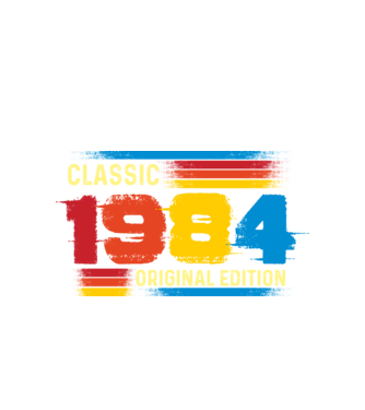 classic, original edition, retro, vintage évszám, születésnapi dátum, 1984 minta fehér pólón