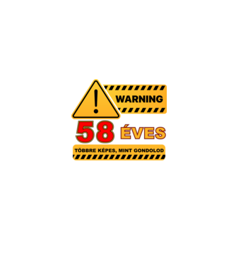 WARNING, 58 ÉVES TÖBBRE KÉPES, MIT GONDOLOD minta homokszín pólón