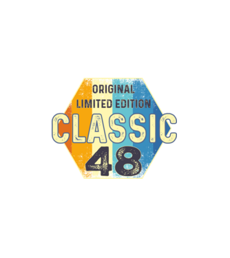 original classic limited edition embléma 48 éves születésnapra minta fekete pólón