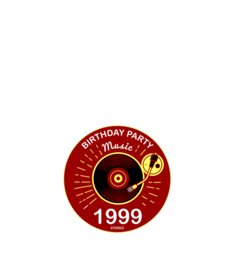 BIRTHDAY PARTY MUSIC, BAKELIT LEMEZJÁTSZÓ 1999 STEREO minta fehér pólón