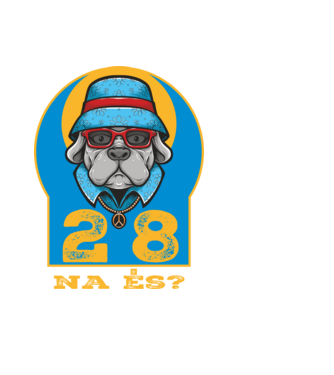 na és 28 éves születésnap, cool kutya sapkában minta fekete pólón