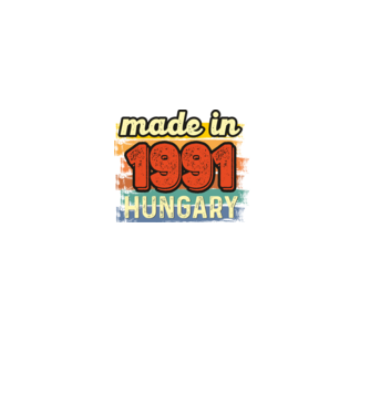 made in hungary felirat, retro évszám, grunge stílus, 1991 minta fekete pólón