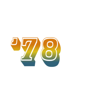 retro stílusú dátum, évszám, rövidített születésnapi dátum '78, 1978 minta világoskék pólón