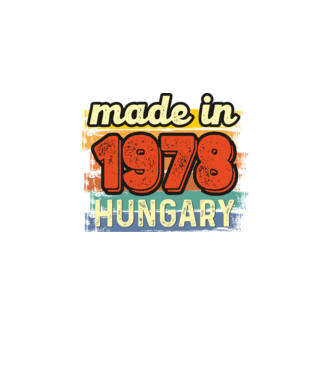 made in hungary felirat, retro évszám, grunge stílus, 1978 minta fekete pólón