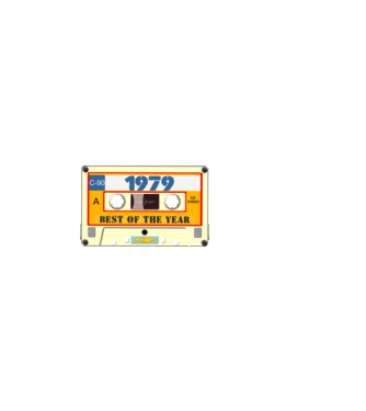 retro születésnapi audio kazetta, magnókazetta, best of the year 1979 minta sötétkék pólón